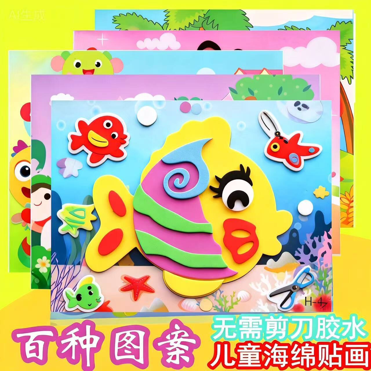 儿童EVA立体贴画手工材料包幼儿3D层层粘贴拼图安全海绵益智玩具