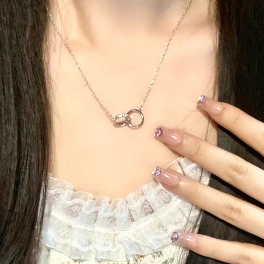轻奢小众环环相扣项链女ins日韩版简约设计吊坠百搭锁骨链