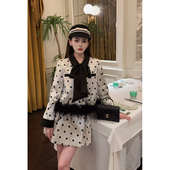 缎面波点短外套半裙两件套装 郭郭原创 甜心奥莉