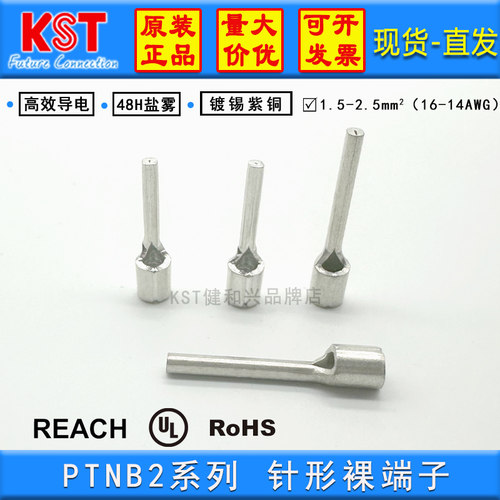 原装KST健和兴PTNB2-10针形裸端子 UL认证PTNB2-9紫铜PTNB2-12/13