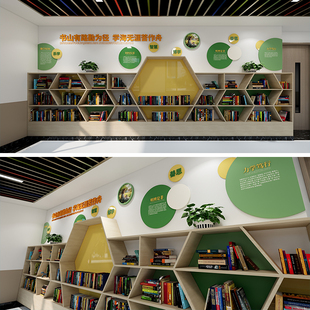 校园图书阅览室文化墙社区文化墙设计源文件