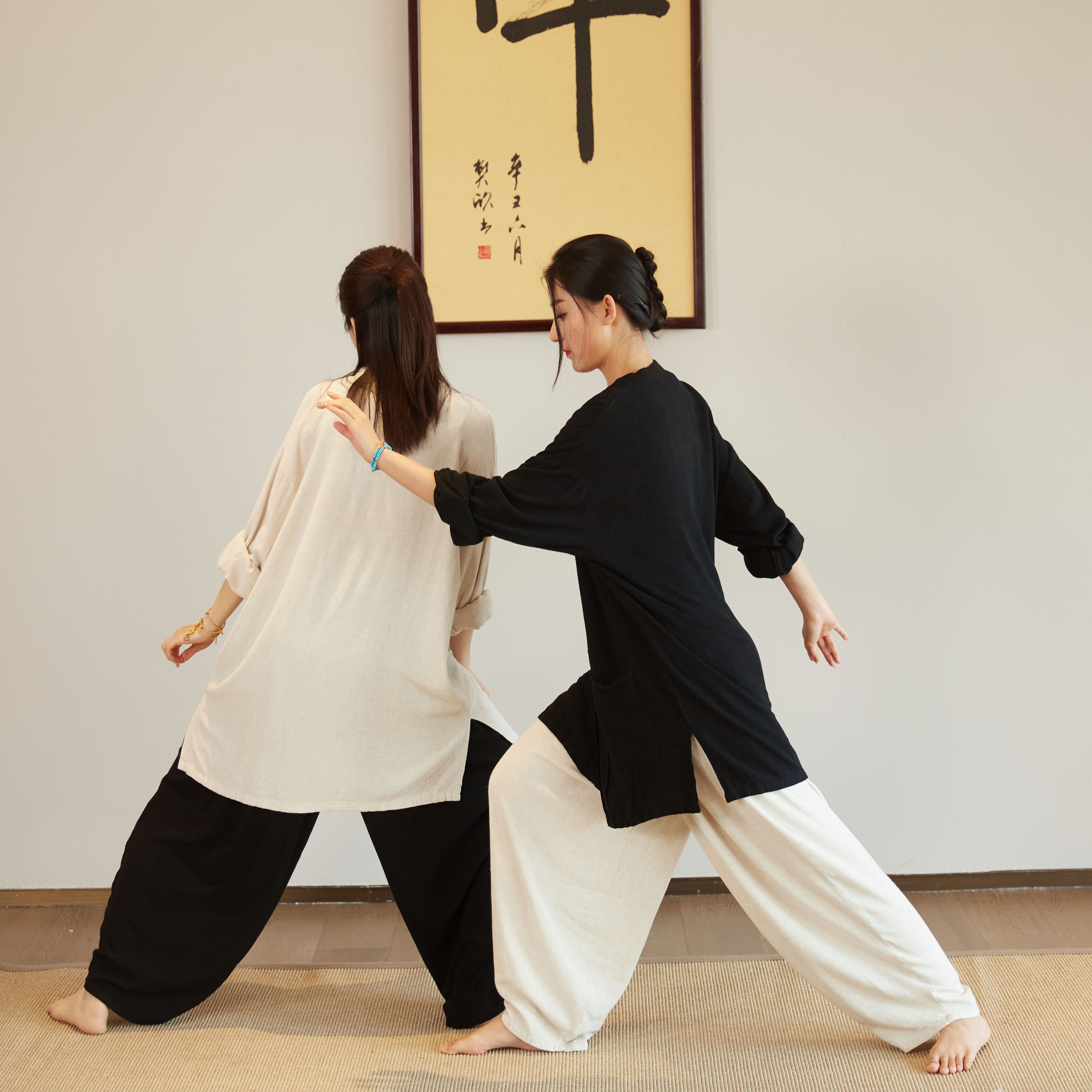 新款亚麻砂洗柔软飘逸长裤中性禅系居家旅行瑜伽裤打坐哈伦裤