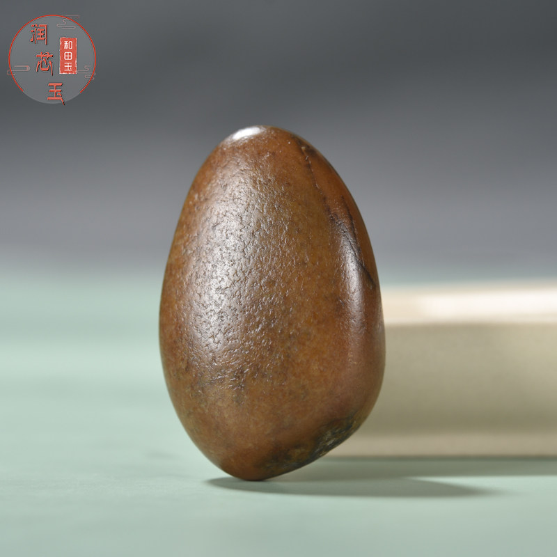 雪玉轩天然籽玉真皮摆件新疆和田玉籽料红皮无修独籽原石手把件