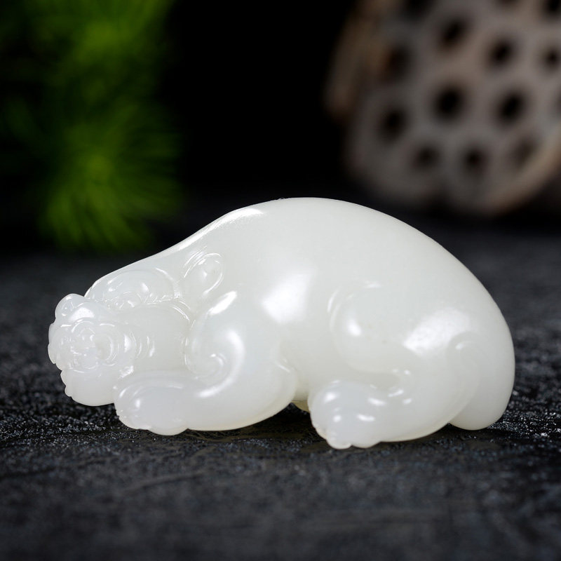 润芯玉 招财进宝 大气饱满白皙和田玉羊脂白玉貔貅挂件