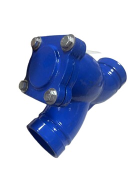 消防卡箍式G81H沟槽y型过滤器镀锌管道给水蓝色带滤网阀门2寸DN50