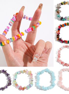 欧美跨境电商饰品波西米亚彩色碎石手链亚马逊夏季饰品天然石手链