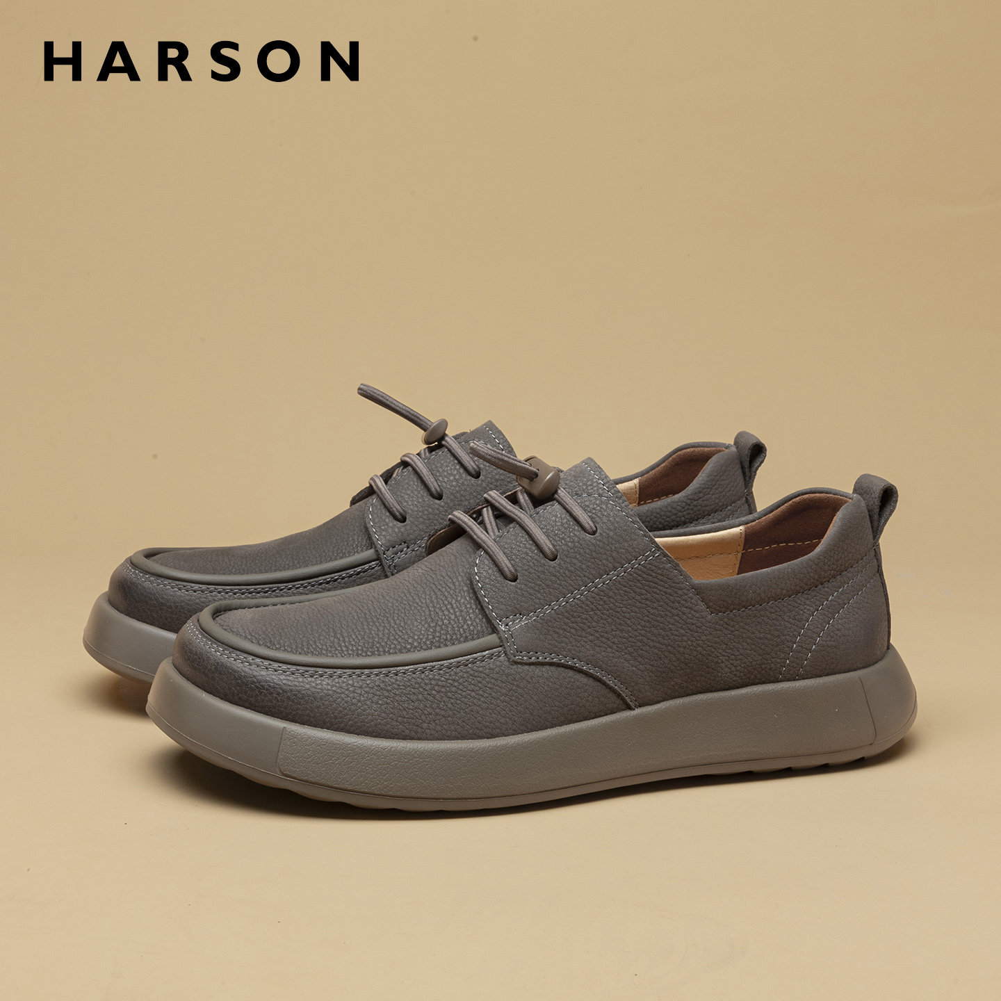 哈森春季男鞋新款真皮软底商务休闲皮鞋男士工装鞋男低帮牛皮鞋子