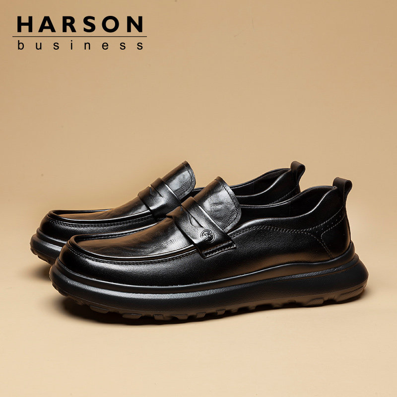 哈森秋冬男鞋新款商务休闲皮鞋一脚蹬乐福鞋男士懒人皮鞋真皮软底,流行男鞋,休闲皮鞋,淘宝优惠券,粉丝福利购,淘宝优惠卷