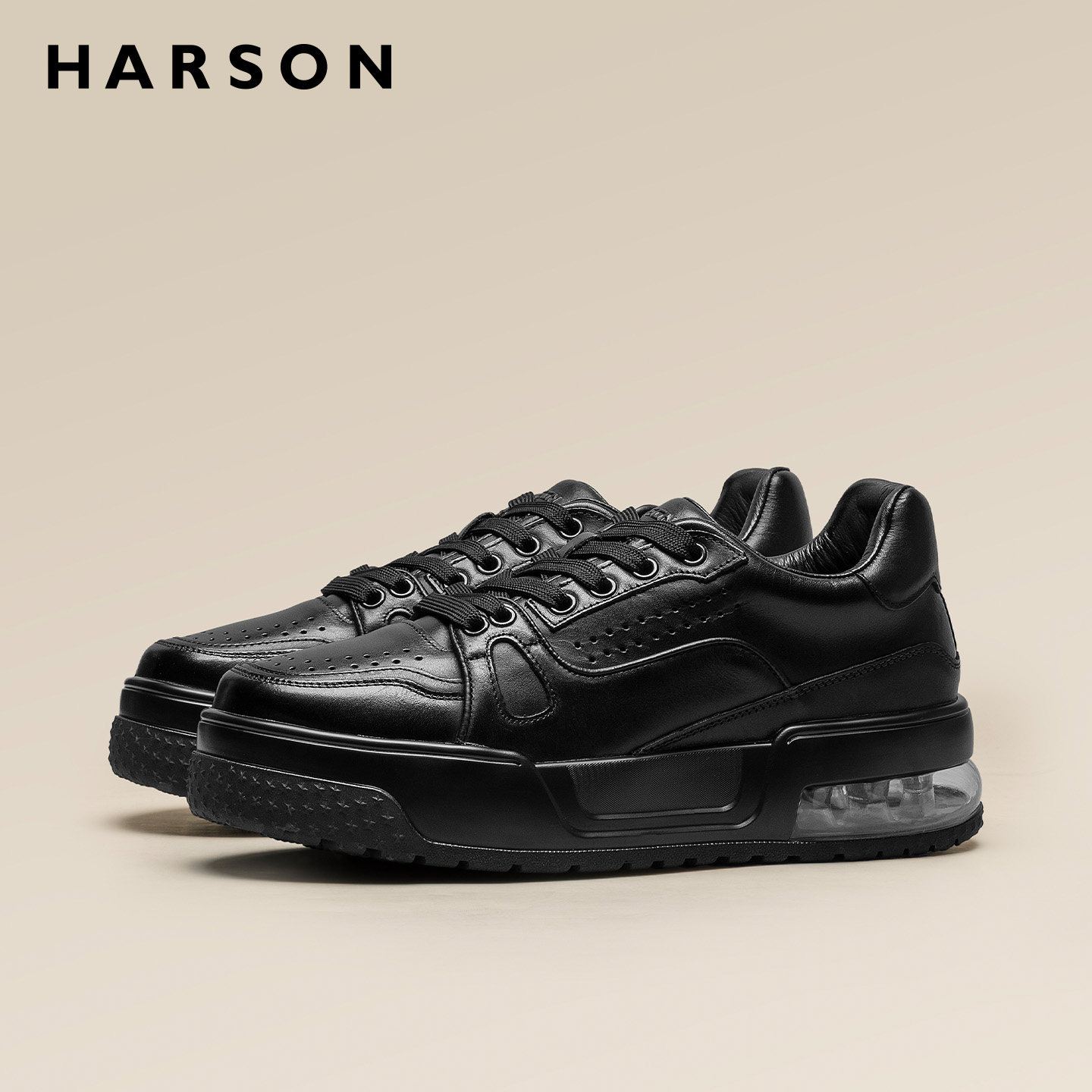 哈森男鞋2026春季新款时尚真皮潮鞋男厚底气垫运动休闲鞋板鞋男款,流行男鞋,休闲板鞋,淘宝优惠券,粉丝福利购,淘宝优惠卷