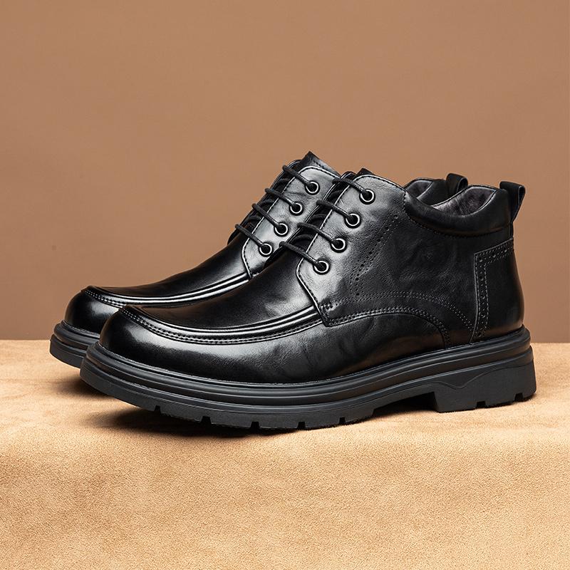 哈森英伦风马丁靴男高帮皮鞋