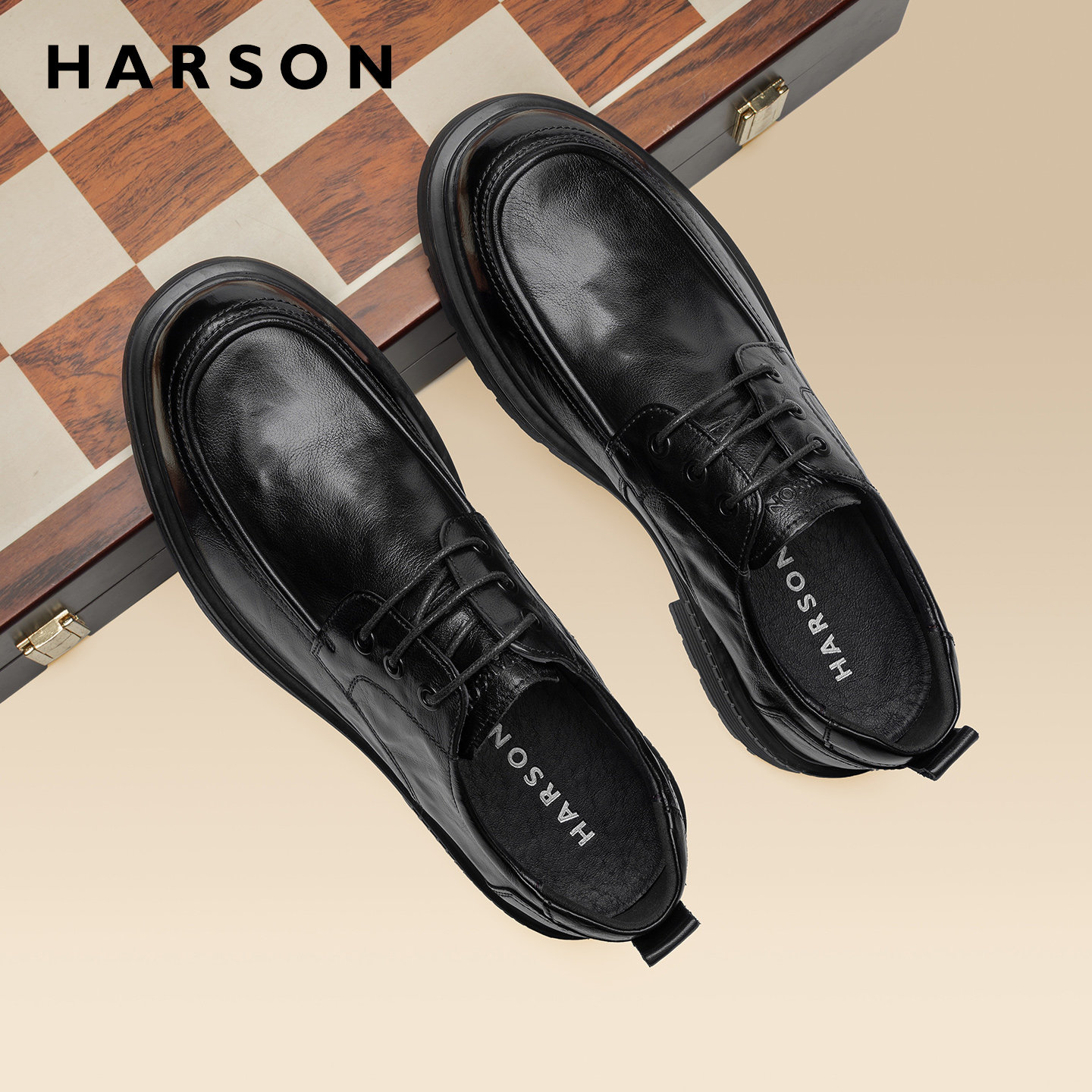 哈森男鞋春新款商务休闲皮鞋男士真皮软底高档皮鞋牛皮大头皮鞋男