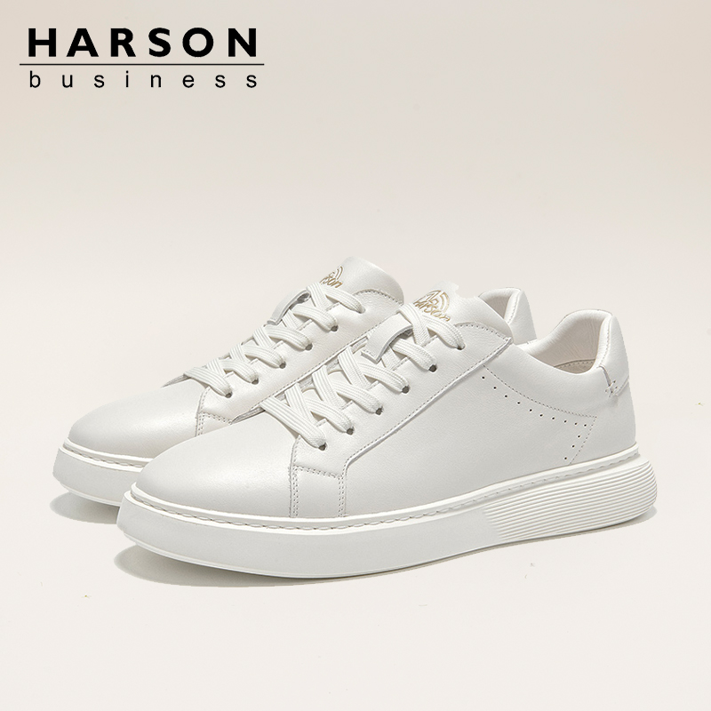 哈森男鞋真皮透气运动鞋