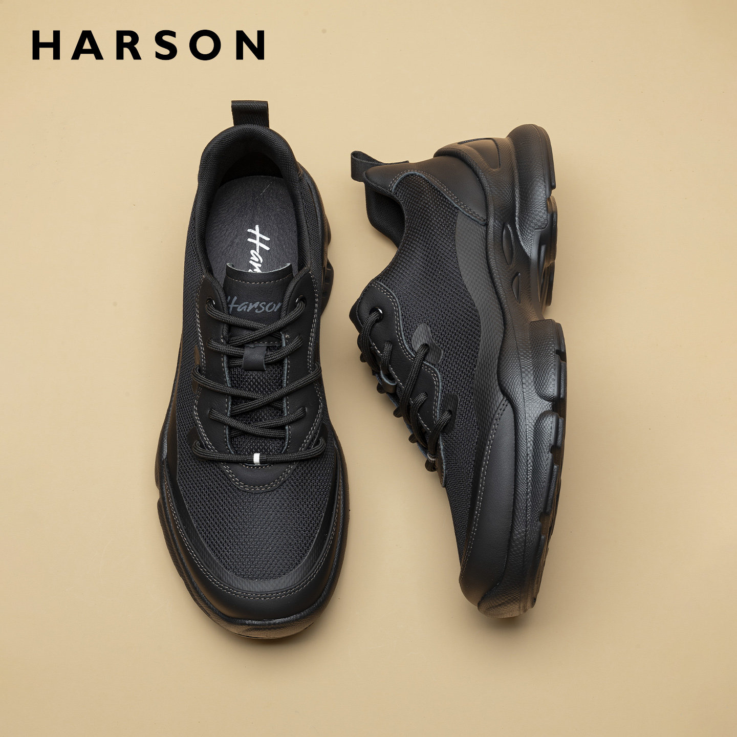 哈森行政男鞋春季新款运动皮鞋商务休闲鞋男士运动鞋公务通勤鞋子