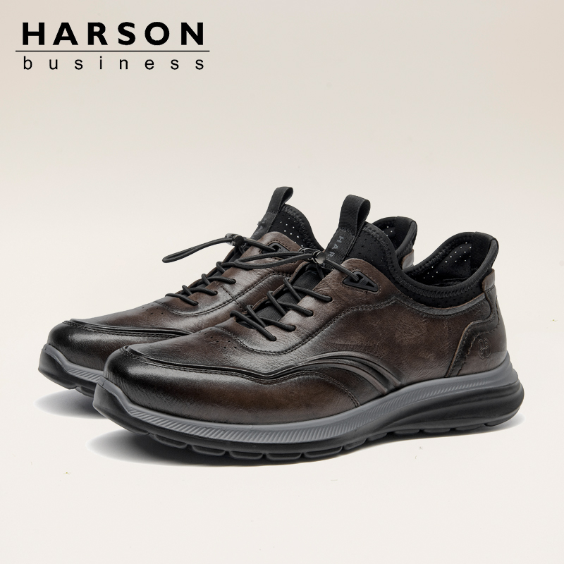 哈森休闲商务真皮休闲鞋