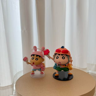 七夕礼物蜡笔小新摆件点赞比耶送花小新情侣小新家居摆件手办饰品