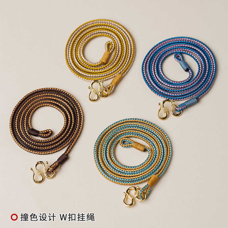 平安扣男女简约高端挂头吊坠挂绳全新八股辫2.5细w扣彩色藏式唐卡