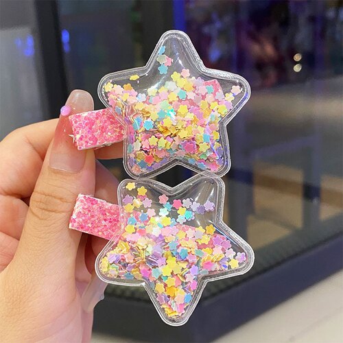 小女孩刘海碎发卡子流沙亮片星星