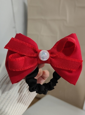 红色大蝴蝶结发圈女高级感高弹力扎头发绳绑马尾胶圈节日新年头花