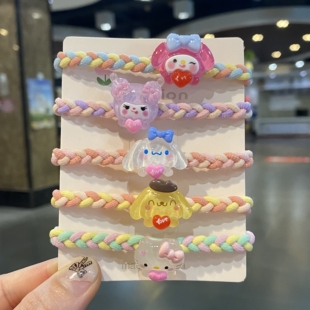 库洛米扎头发绳小学生女孩高弹力橡皮筋麻花编织儿童绑马尾发圈