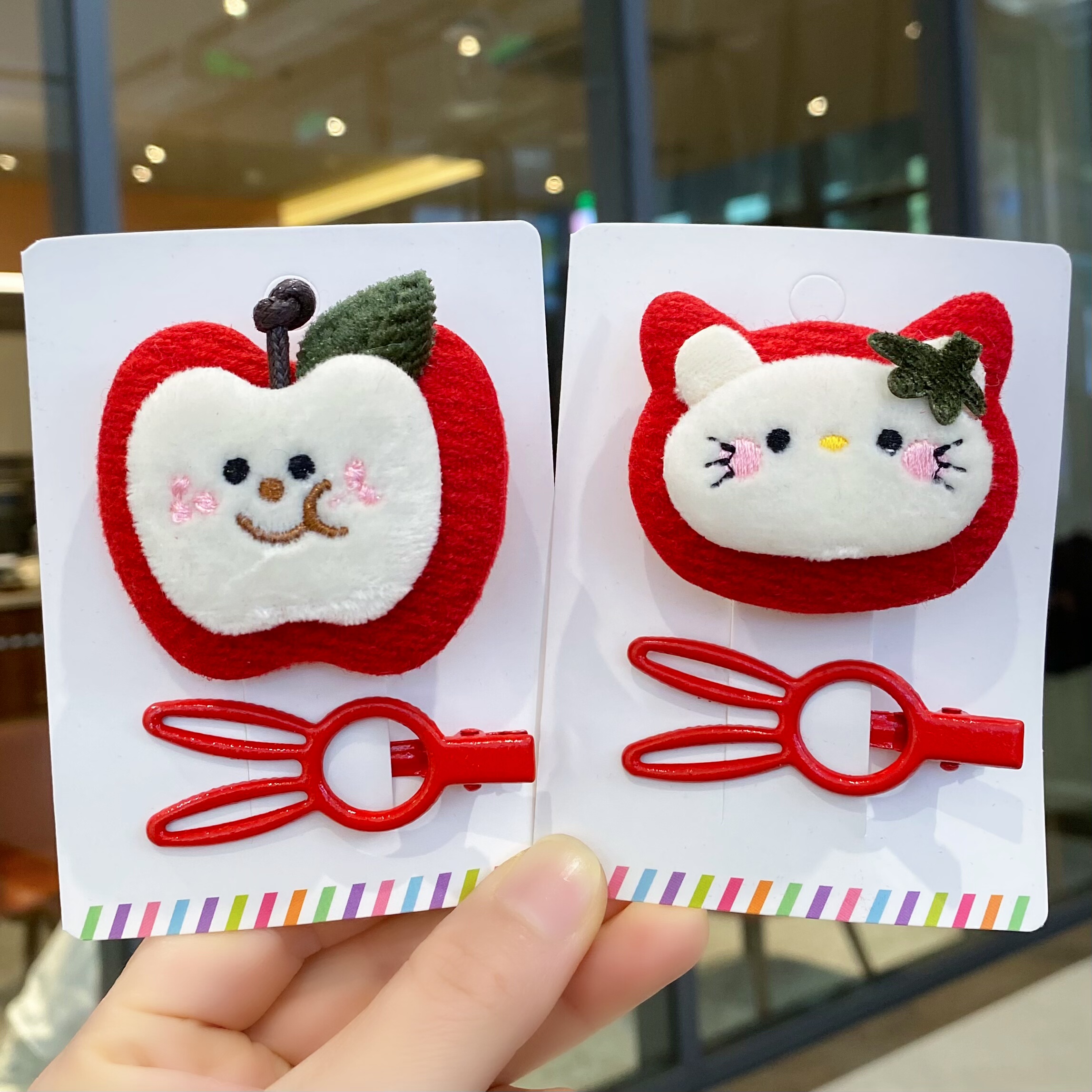 女孩新年红色充棉kt猫蝴蝶结发夹