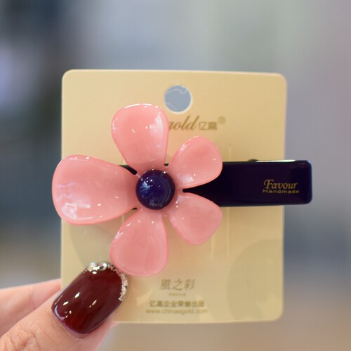 亚克力花朵韩国糖果色刘海夹