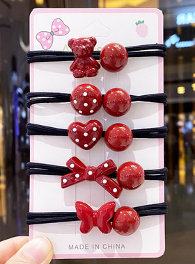 安克拉红色扎头发绳发圈女儿童过年头箍发箍侧边啪啪夹边夹头卡