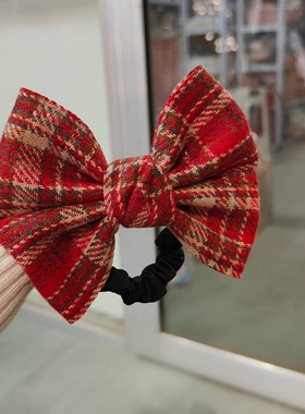 红色大蝴蝶结发圈女秋冬布艺头花高级感高弹力新年扎头发绳皮套