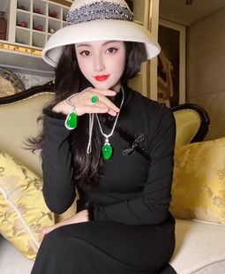 天然A货正品18K金观音平安扣如意金枝玉叶无事牌佛公满绿翡翠吊坠