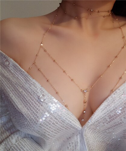身体链胸链性感流苏乳链比基尼bikini后背链露背装配饰bodychain - 封面