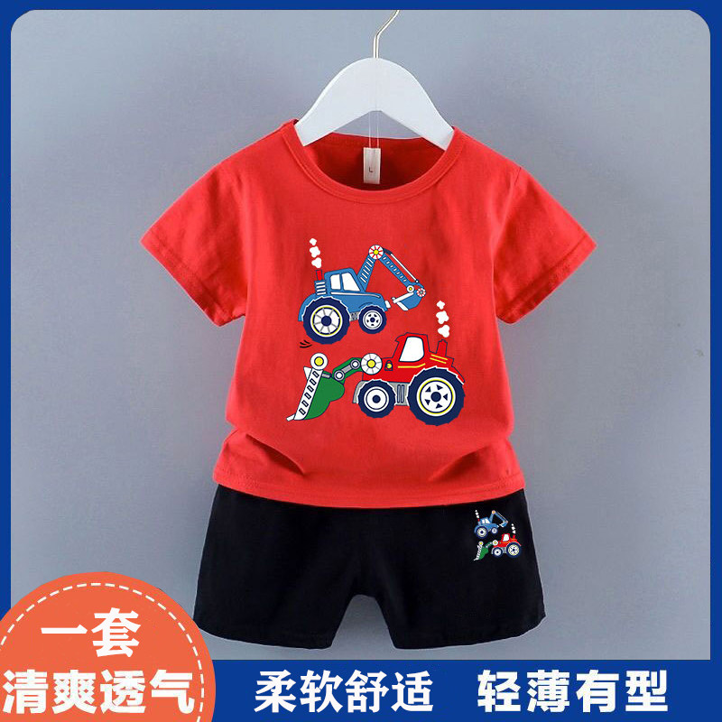 男童夏装套装汪汪队儿童夏季纯棉t恤夏款运动衣服短袖动漫中小童9