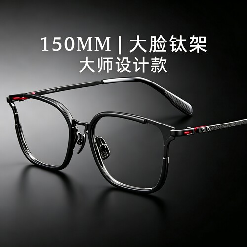 丹阳155MM超轻纯钛复古近视眼镜框架男设计师大脸加宽批发SH0038