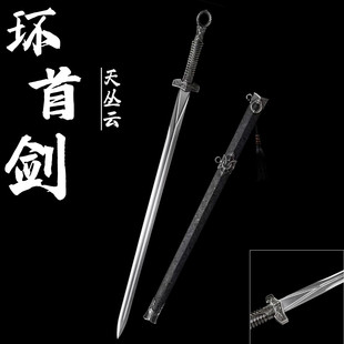 龙泉市汉剑硬剑一体锰钢环首剑长真剑户外武术剑冷兵器收藏未开刃
