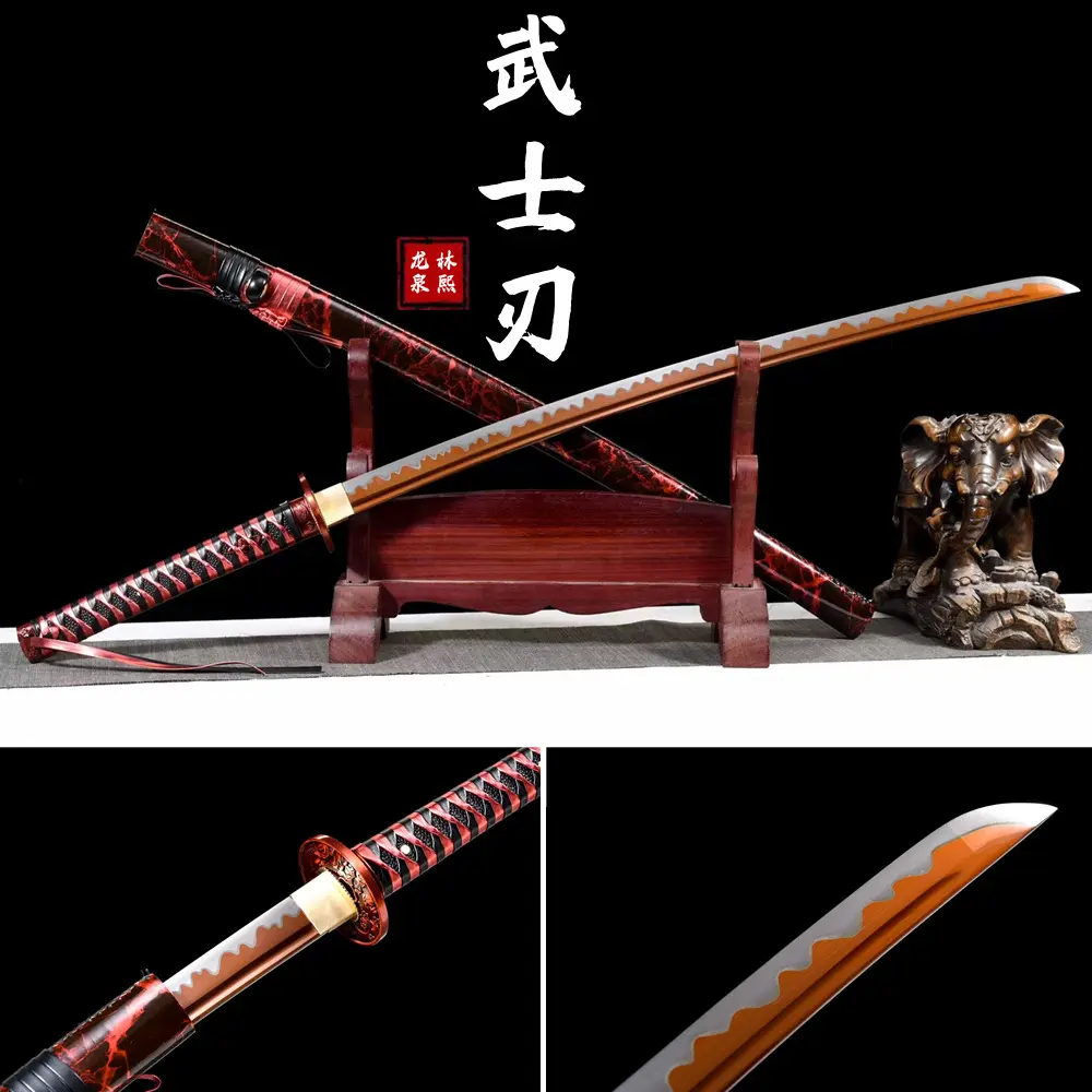 龙泉刀剑日式手工锻打武士刃拔刀剑一体高锰钢摆件冷兵器未开刃