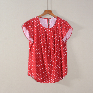 2025年夏款新品女装圆领短袖宽松韩版T恤衫波点印花上衣服显瘦潮