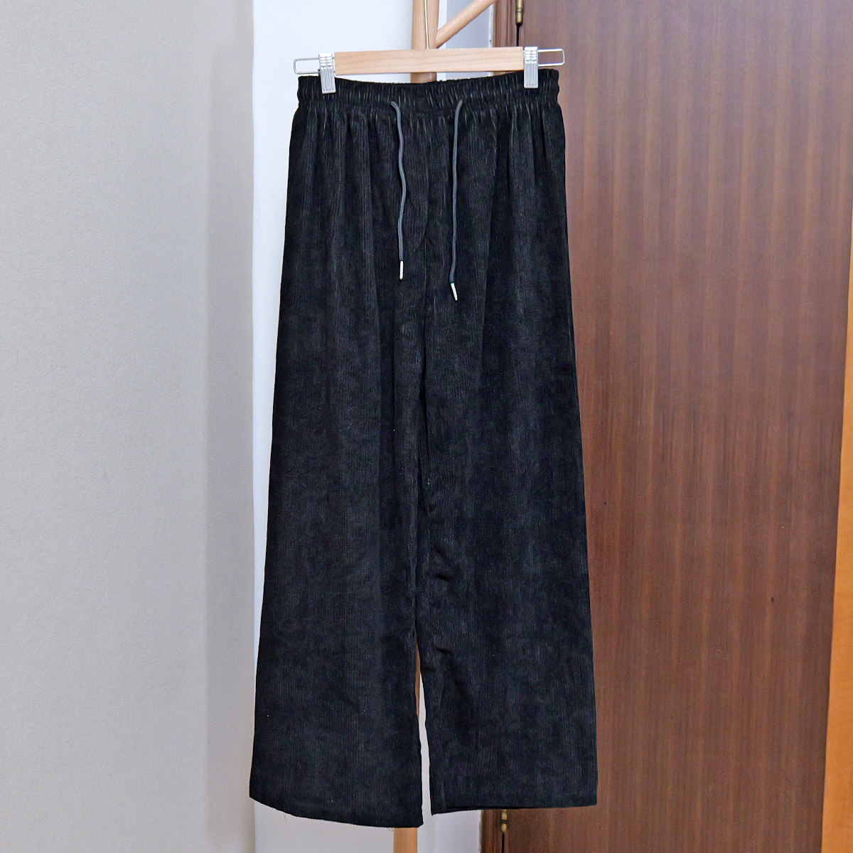 2025年秋季新款女装直筒裤纯色系带松紧腰休闲裤子长裤百搭气质潮