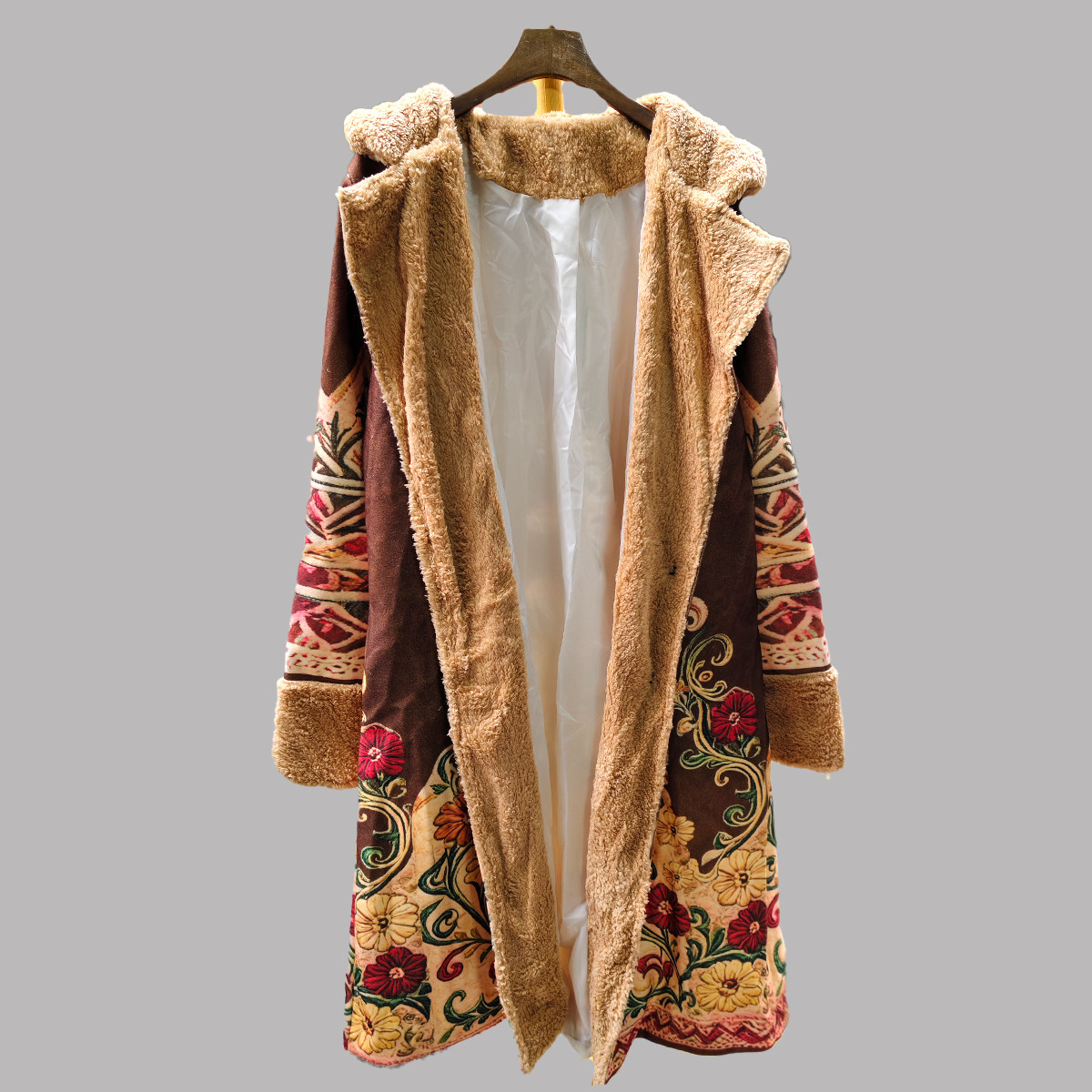 2025年冬季新款女装印花中长款长袖V领韩版休闲风披肩外套上衣服,女装/女士精品,短外套,淘宝优惠券,粉丝福利购,淘宝优惠卷