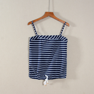 吊帶背心系帶短款 2025年夏款 女裝 修身 新品 條紋顯瘦套頭上衣服減齡