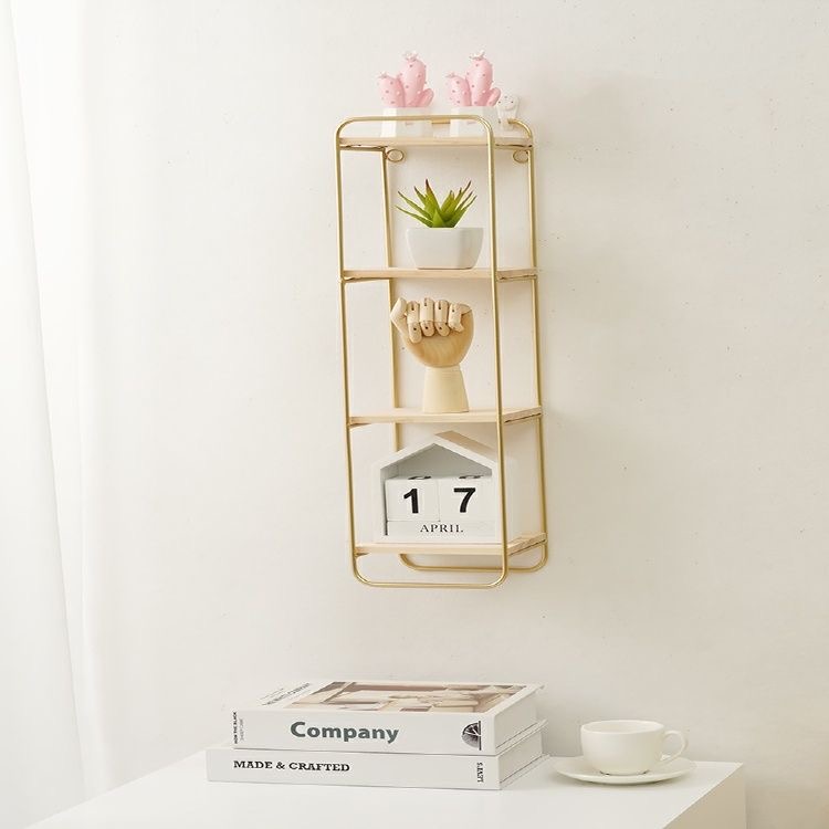 北欧免打孔铁艺置物架隔板家居床头墙面壁挂桌面化妆品多层收纳架