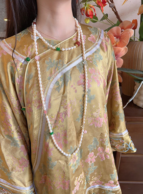 多宝斜挎链天然珍珠项链新中式长款毛衣链国风流苏璎珞