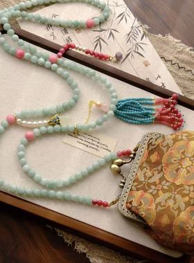 新中式斜挎链璎珞长款国风项链串珠国风包包斜挎百搭斜挎包链