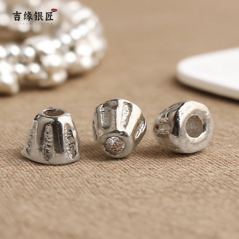 S925银素银锤纹手工银泰国风
