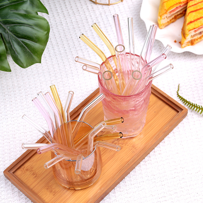 【6只装】创意高硼硅玻璃吸管耐热环保喝水孕产妇透明弯直吸管