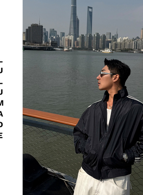 Lulumade | 26ss 醋纤桑蚕丝休闲透气三条杠立领短宽夹克外套 男