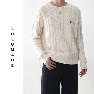 Lulumade圆领刺绣绞花针织毛衣