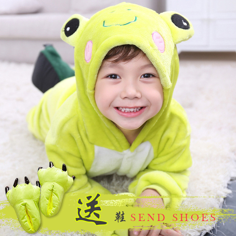 儿童动物睡衣卡通青蛙恐龙连体