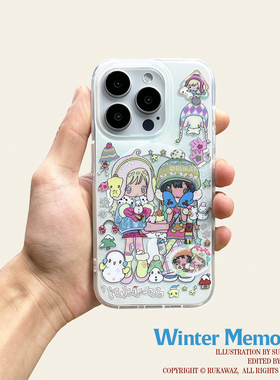 RUKAWAZx鸟鸟一联名原创双层亮面磁吸可爱冬日回忆动漫适用于iPhone苹果17/promax/16/15大孔imd手机壳