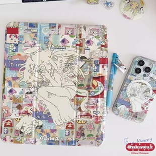 RUKAWAZxoliwa奥莉蛙联名原创Fuzzy Memory磁吸亚克力防摔适用苹果平板iPad pro保护壳