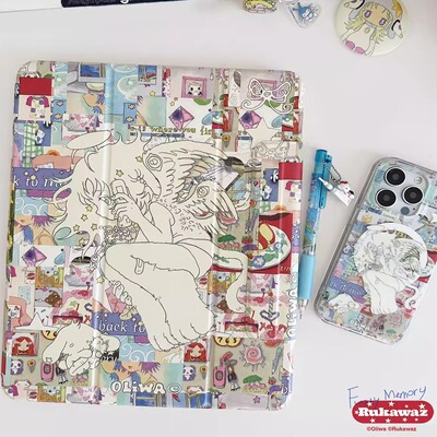 RUKAWAZxoliwa奥莉蛙联名原创Fuzzy Memory磁吸亚克力防摔适用苹果平板iPad pro保护壳