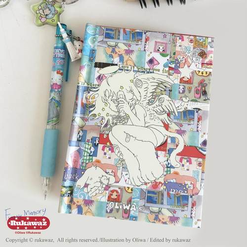 Rukawaz x Oliwa联名原创FuzzyMemory可爱复古A6硬壳手账本可平摊