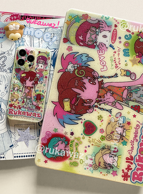 RUKAWAZx鸟鸟一联名原创可爱动漫复古涉谷日系适用苹果电脑笔记本Macbookpro/air 13/16/14寸满天星亮面